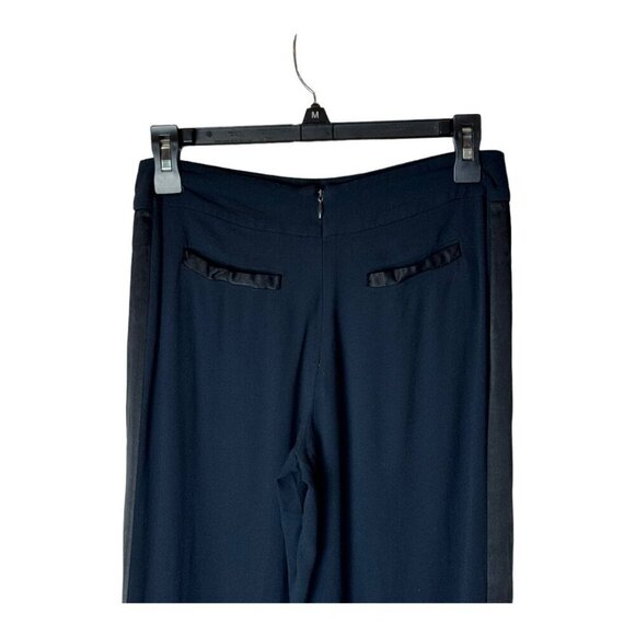 Free People Pants Womens 0 Black Rayon Satin Stripe Wide Leg High Rise - Picture 7 of 10